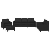 Cumpara ieftin Set de canapele cu perne, 4 piese, negru, piele ecologica