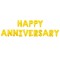 Set baloane din folie metalizata, flippy, model happy anniversary, litere de 40 cm, baloane party, ambalaj individual, pai inclus, umflare cu aer sau