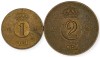 SUEDIA lot / set : 1 + 2 ORE 1966 [1] km 820 + 821, Europa, Cupru (arama)