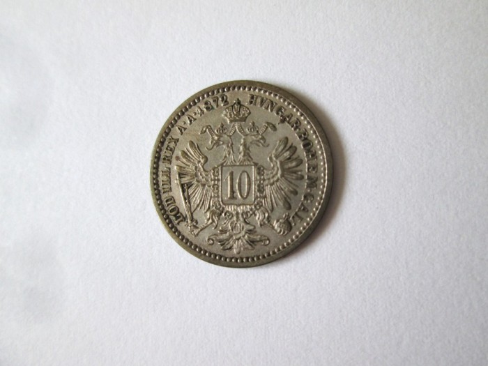 Austro-Ungaria 10 Kreuzer 1872 argint in stare foarte buna