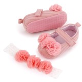 Set pantofiori roz somon si bentita asortata (Marime Disponibila: 6-9 luni