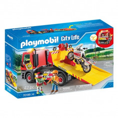 Playmobil City Life - Masina de remorcare cu motocicleta foto