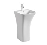 Lavoar Podea Freestanding REA Ada Slim Alb Monolit | Chiuveta Baie Eleganta, Durabila, Usor de Curatat