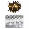 VidaXL Set globuri Crăciun cu v&acirc;rf &amp; 150 LED-uri 61 piese alb &amp; gri 330099