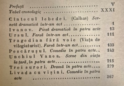 A P Cehov Teatru Opt piese Colectia BPT foto