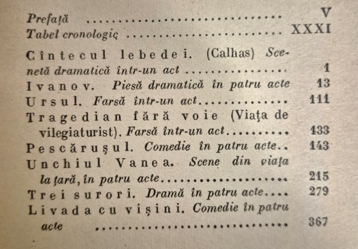 A P Cehov Teatru Opt piese Colectia BPT