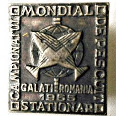 INSIGNA CAMPIONATUL MONDIAL DE PESCUIT STATIONAR GALATI ROMANIA 1965 VANATOARE