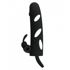 Manson de Penis Cu Vibratii Silicon Negru 14 cm