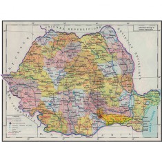 Harta administrativa Romania, 1983, reproducere