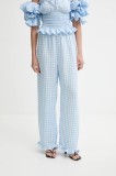 The Sleeper pantaloni din in drept, high waist, PFPT01G027R