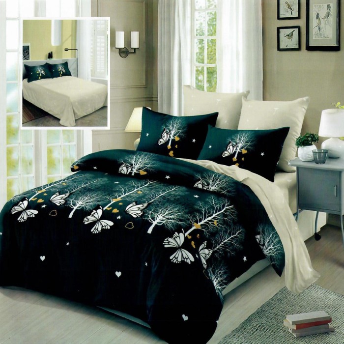 Lenjerie pat dublu,bumbac finet,6 piese,cearceaf normal 220x240cm, cearceaf pilota 200x220cm, 2 fete de perna 50x70, 2 fete de perna 70x70-M311