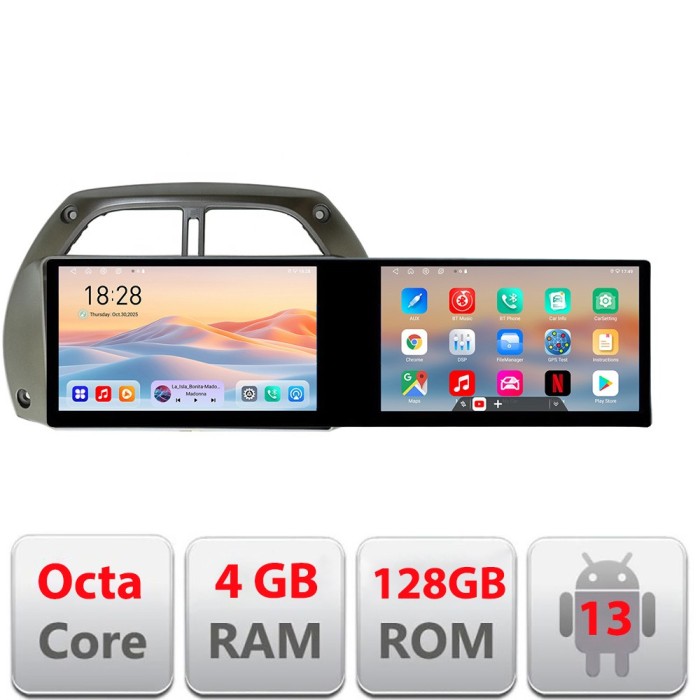 Navigatie Toyota Rav 4 2000-2004 Edotec 2 ecrane 8 core 4+128 21.6 inch Incell android Wifi 5Ghz gps internet kit-rav4-old CarStore Technology