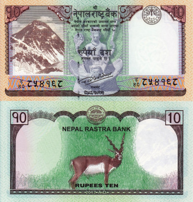 NEPAL 10 rupees 2017 UNC!!! foto