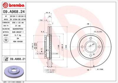 BREMBO 09.A968.21 PRIME LINE - UV Coated Disc frana foto