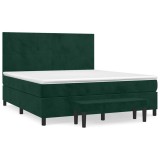 Cumpara ieftin Pat box spring cu saltea, verde inchis, 160x200 cm, catifea