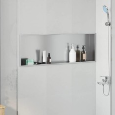 vidaXL Nisă de Duș Argintiu 90 x 30 x 9.5 cm Oţel inoxidabil