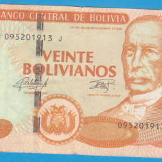 (1) BANCNOTA BOLIVIA - 20 BOLIVIANOS 1986 (28 NOV.), PORTRET PANTALEON DALENCE