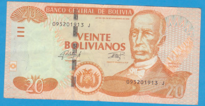 (1) BANCNOTA BOLIVIA - 20 BOLIVIANOS 1986 (28 NOV.), PORTRET PANTALEON DALENCE foto