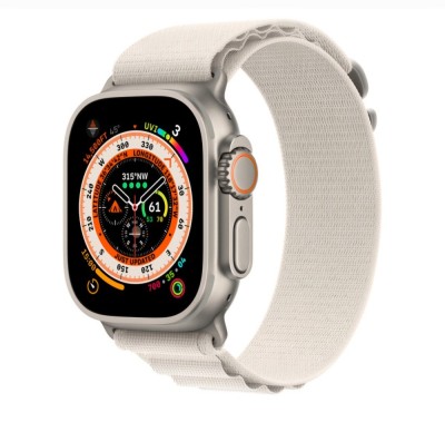 Curea smartwatch, THD, Alpine Loop, pentru Apple Watch Ultra2 49 mm, Apple Watch 46 mm seria 10, marime universala, catarama gri, Crem foto