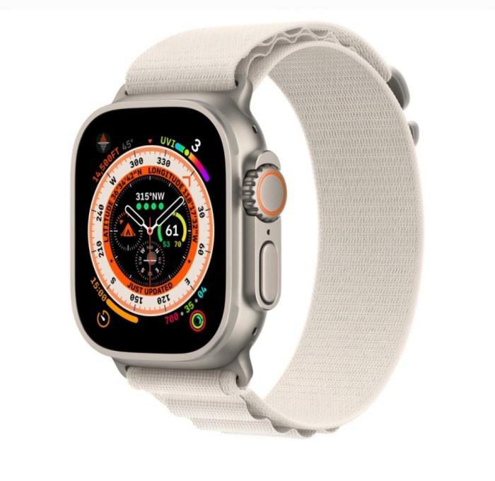 Curea smartwatch, THD, Alpine Loop, pentru Apple Watch Ultra2 49 mm, Apple Watch 46 mm seria 10, marime universala, catarama gri, Crem