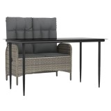 Cumpara ieftin Set mobilier de gradina cu perne, 2 piese, gri, poliratan