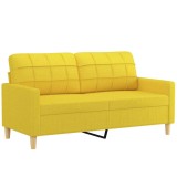 Cumpara ieftin Canapea cu 2 locuri, galben deschis, 140 cm, material textil