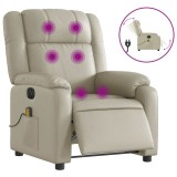 Cumpara ieftin Fotoliu electric de masaj rabatabil, crem, piele ecologica