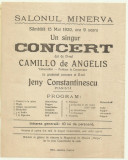 Afis Concert Camillo de Angelis si Jeny Constantinescu - 1920