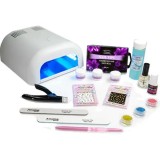 Cumpara ieftin Kit mare Christel French pentru unghii cu gel + lampă albă cu 4 becuri