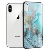 Husa iPhone X/XS Techsuit Glaze Blue Ocean - Protectie Premium, Policarbonat, Bleu