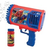 Pistol de bule gigant cu lumina, Spiderman, Rosu, Include solutie si baterie reincarcabila, CMCLASS