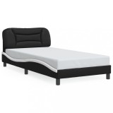 vidaXL Cadru de pat cu tăblie negru și alb 100x200cm piele artificială