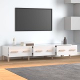 Comodă TV, alb extralucios, 150x34,5x30 cm, lemn prelucrat