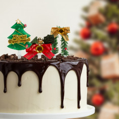 Decor de tort - motive de Crăciun - 10 cm - 2 tipuri - 3 piese / pachet 58718