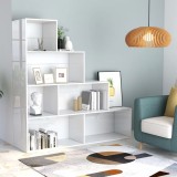 VidaXL Bibliotecă/Separator, alb lucios, 155x24x160 cm, lemn prelucrat