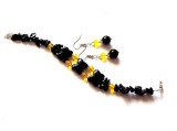 set bratara si cercei cu agate galbene si onix 43961
