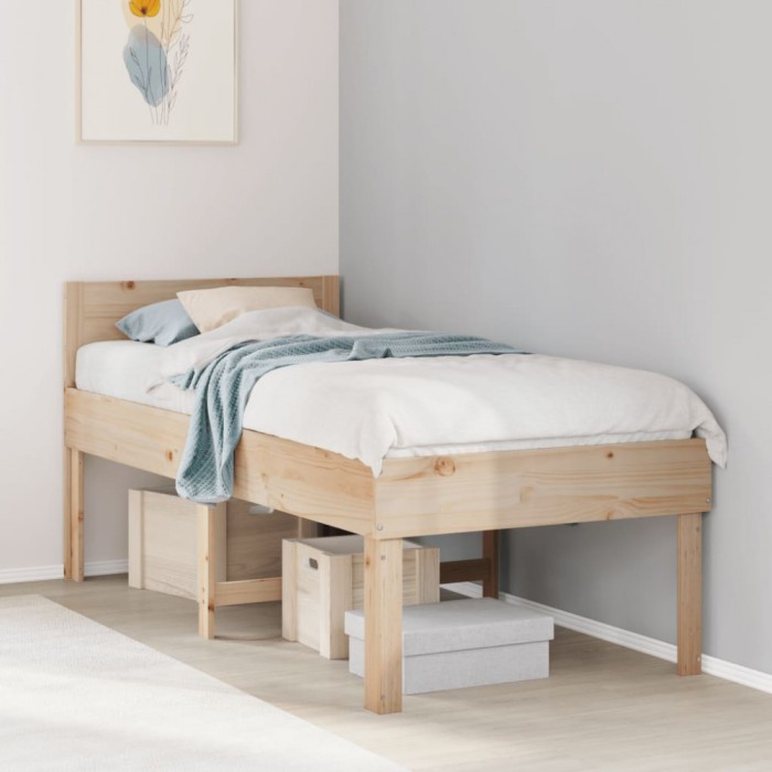 vidaXL Cadru de pat fără saltea, 75x190 cm, lemn masiv de pin 855744