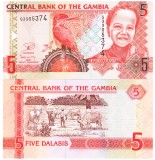 Gambia 5 Dalasis 2013 P-25c UNC Bancnota Straina Africa