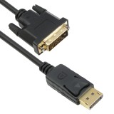 Cablu DisplayPort la DVI-D 24+1 pini, DeTech, 1.8m, DP tata, conductor cupru, conectori auriti