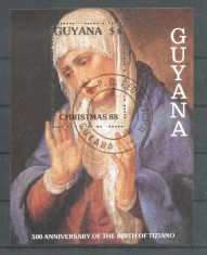 Guyana 1988 Titian painting Christmas perf sheet Mi.B26 used L.015