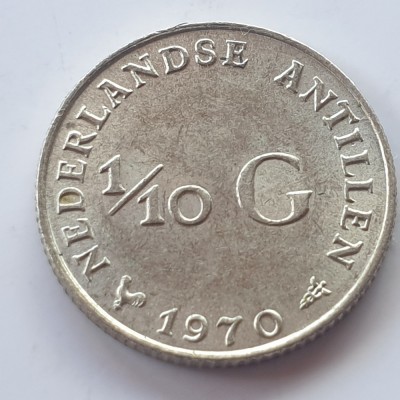 Antilele Olandeze 1/10 Gulden 1970 argint foto