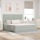 Cumpara ieftin Pat cu saltea si spatiu de depozitare Gri deschis 160 x 200 cm