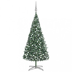 Set brad de Craciun artificial LED-uri &amp;amp; globuri, verde, 400 cm foto