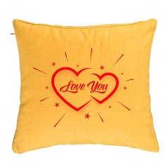 Perna Decorativa, Model Love You, 40x40 cm, Galben, Husa Detasabila, Burduf foto