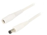 Cablu Alb DC 5,5/2,1 mm 2x0,5mm&sup2; cu Mufă și Soclu Drept, WEST POL