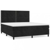 Cumpara ieftin Pat box spring cu saltea, negru, 180x200 cm, catifea