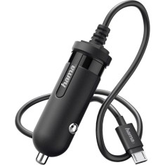 Incarcator auto Hama Ultra Fast, MicroUSB, 2.4A, Negru