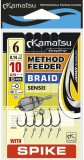 Carlige Legate Kamatsu Rig Method Feeder Pe Spin Sensei Fir Textil, 0.14mm, Nr.6, 10cm, 5buc/pac