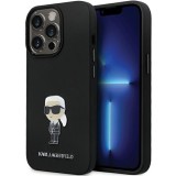 Husa Karl Lagerfeld iPhone 14 Pro Max Silicone, Ikonik Metal Pin, negru, KLHCP14XSMHKNPK
