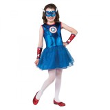 Cumpara ieftin Costum Captain America KidMania&reg; pentru fete 7-9 ani 120-130 cm
